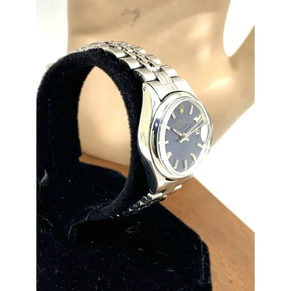 Rolex Women's Watch 6517 Oyster Perpetual Date Blue Dial Swiss Automatic 25mm